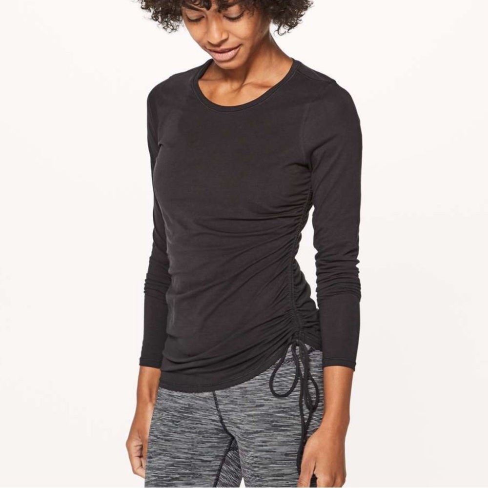 LULULEMON • Black Cinch It Long Sleeve Shirt Size 2